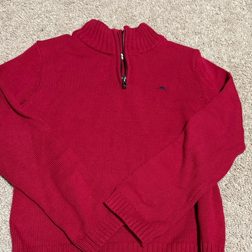 Tommy Bahama Red Quarter-Zip Knit Sweater